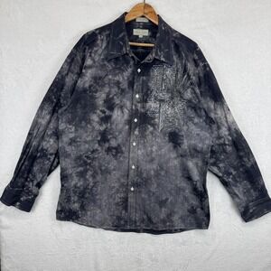 Eighty Eight Shirt Mens 2XL Black‎ Gray Tie Dye Cross Wings Graphic Long Sleeve